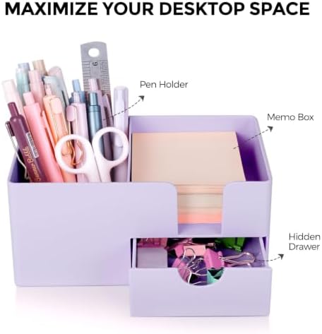 SKYDUE Small Desk Organizer with Sticky Notes Holder,Pen Holder for Deskc - Image 2