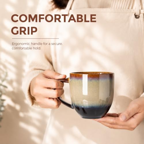 theterra Ceramic Coffee Mugs Set of 6, 12 oz Coffee Cups with Handle - Image 7
