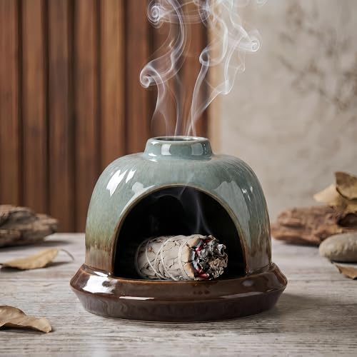 Ceramic Palo Santo Holder & Cone Incense Burner - Mini Chimney by Unknown