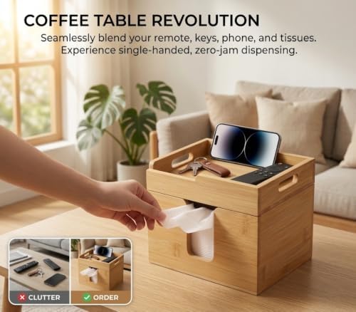 Bamboo Face Towel Holder, XL Facial Towel Organizer with Tray - Image 5