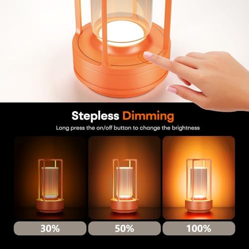 Rechargeable Cordless Small Metal Table Lamp, Stepless Dimming, 3-Color - Image 2