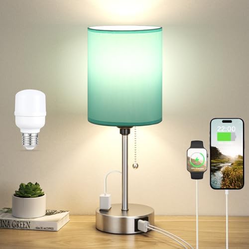 Small Bedside Table Lamp for Bedroom - Desk Lamp with USB Ports for Dorm by DicooolDirect