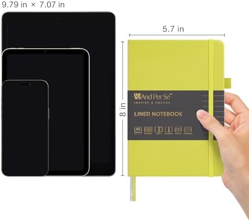 &And Per Se Lined Journal Notebook, 160 Pages, A5 5.7 x 8 inches College Ruled Thick Paper Notebook Journals for Writing, Hardcover Notebooks for Women Men Office School (1 Pack, Lime Green) - Image 3