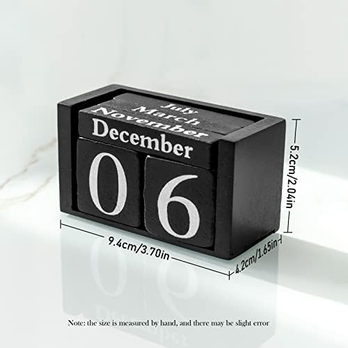 Notakia Black Wooden Block Calendar, Perpetual Desk Calendar, Stylish and Durable Block Calendar for Home and Office - Image 6