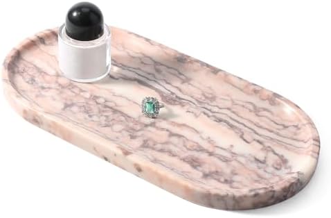 Koville Natural Marble Tray, 12"x6" Decorative Tray for Countertop, Catchall for Perfume, Candles, Jewelry Dish Moca Jade by Koville
