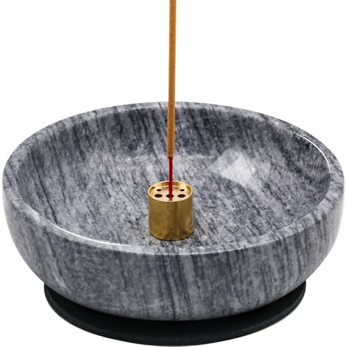 Natural Marble Incense Burner, Stick and Reflux Incense Holder, Handmade Stick Incense Burner, Ideal for Incense Smoking, Incense Burning and Decoration (Extra Large 5.91inGrey) - Image 7
