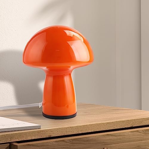 NOTOC Mushroom lamp,Dimmable Glass Table Lamp,Vintage Style Table Lamp,Red Bedside Desk lamp,Cute Table Lamps.（3-Color Bulbs Included） by NOTOC