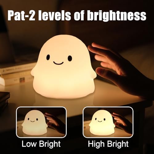 Rytinazzz Halloween Ghost Night Light, 50-Hour Battery & Pat Control, Cute Squishy Lamp for Kids Room Decor, USB Rechargeable with Timer, Cute Home Decor - Image 3