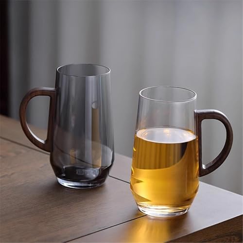 Glass Mug with Wooden Handle, Clear Borosilicate Glass Cup for Tea, Latte, Espresso Coffee and Juice, 17.6oz/500ml(Gris) - Image 7