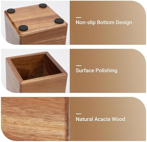 RAWILL 3 PCS Brown Wooden Desk Organizer Set Pine Wood Office Desk Accessories with Pen Holder, Paperclip Storage and Sticky Note Holder, Wood Grain Clear, Ideal Gift for Office and Family - Image 5
