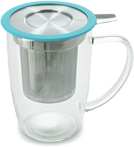 FORLIFE NewLeaf Glass Tea 16-Ounce Mug with Infuser and Lid, Turquoise by Unknown