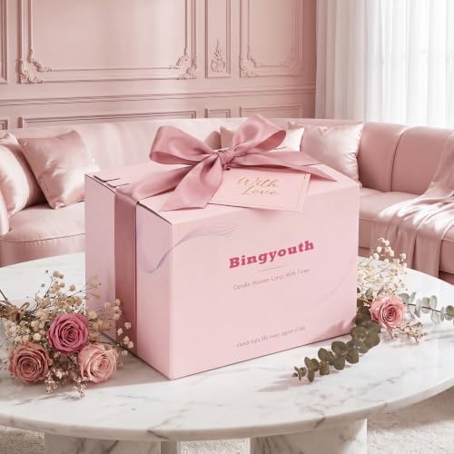 Candle Warmer Lamp with Timer, Pink Modern Candle Lamp for Home Decor, Electric Candle Warmer Lamp, Dimmable Wax Warmer for Jar Candles, Gift Box Included-Pink Pleats - Image 7