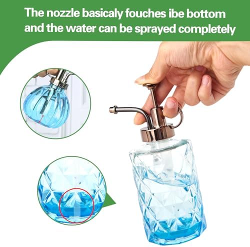 XXXFLOWER Upgraded Glass Plant Mister Spray Bottle Blue 0.33L/11.15oz - Image 4