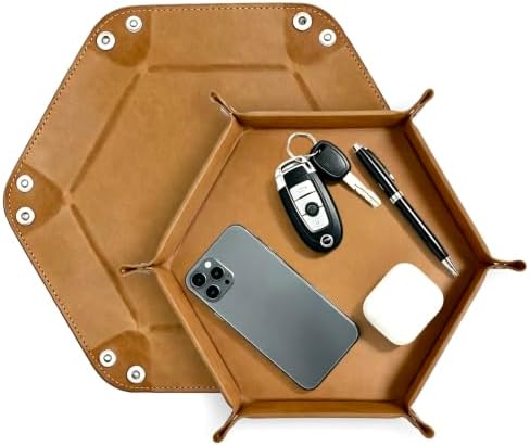 2 Pack Leather Valet Tray Desktop Storage Organizer Catchall Tray by Unknown