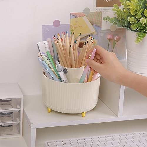 SKYDUE 2 Pack Pen Holder, 360 Degree Rotating Pencil Holder for Desk Organizer, Rotating Desktop Pen Organizer with 5 Slots, Office Supplies, Pencil Cup for Office, School, Home - Image 3