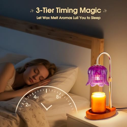 Candle Warmer Lamp Adjustable Timer Electric－Purple Flower-Shaped Wax lamp - Image 4