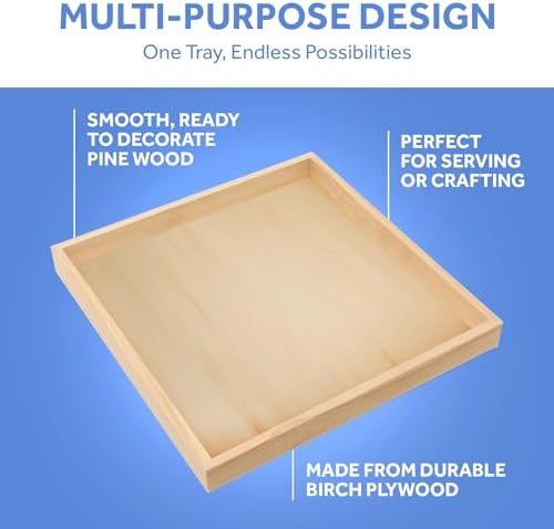 Wood Tray, Pack of 1 Wooden Trays, 6 Inch x 6 Inch Square Platter for Gifting, Sorting and Decor, Coffee Table and Ottoman Tray - Image 3
