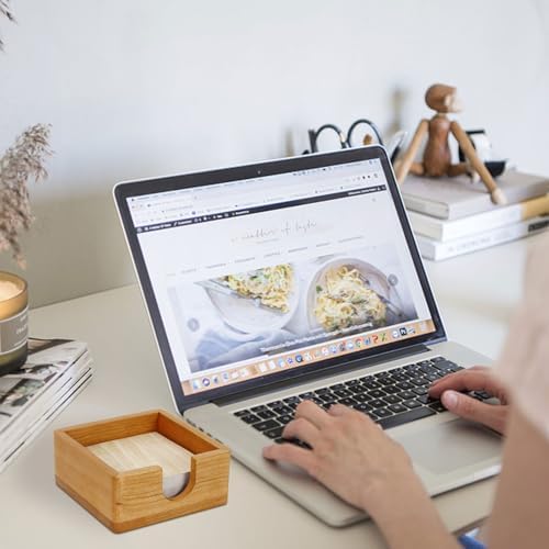 MultiBey Cherry Wood Sticky Note Holder, Self -Sticky Note Pad Holder, Thicked Wooden Post it Note Dispenser Memo Pad Holder, Desktop Accessories Organizer for Office School Home - Image 2