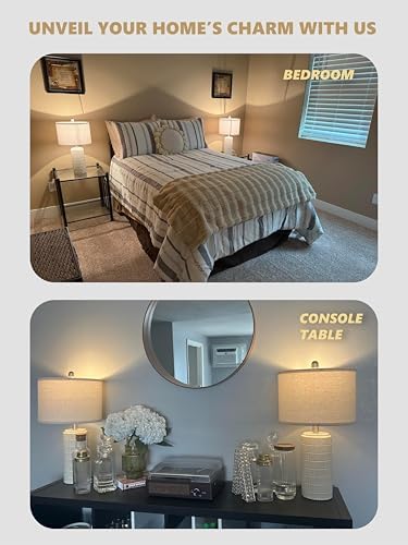 PoKat 23" Modern Ceramic Table Lamp Set of 2 for Living Room Bedroom, White - Image 3