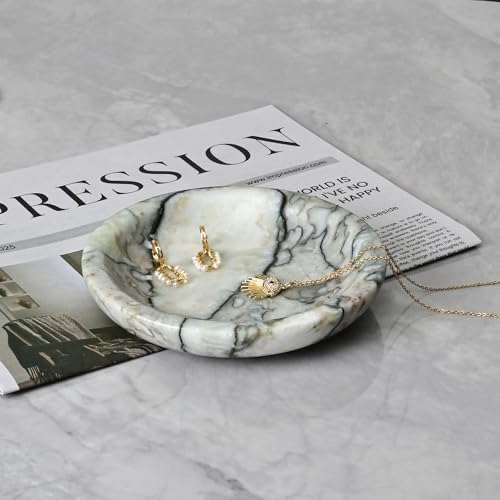 Natural Cold Emerald Marble Ring Dish Jewelry Tray – 5.5" Trinket Dish - Image 2