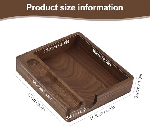 Buqoo Black Walnut Wood Sticky Note Holder with Pen Slot 4x6 Memo Pad - Image 3