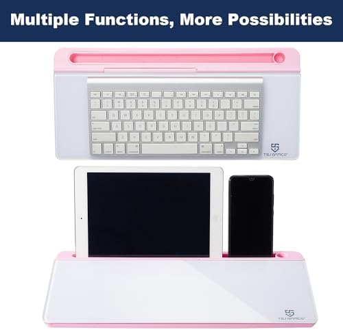 TSJ OFFICE Desktop Whiteboard Dry-Erase-Board - Computer Keyboard Stand White Board Surface Pad with Drawer, Desk Organizers with Accessories for Office, Home, School Supplies - Pink - Image 5