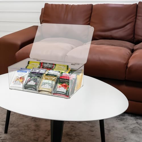 ZEXALOR Clear Tea Bag Organizer, Dresser Organizers Drawer Organzier Storage Container with Removable Dividers, Plastic Storage Bin with Lid, Organizer for Scarves Ties Bras - Image 6