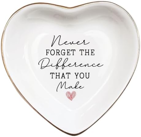 Heart Shaped Ceramic Jewelry Dish for Women, Inspirational Trinket Tray, Ring Holder, Vanity Decorative Plate for Mom, Sister, Friendship Gift by Vancsenia