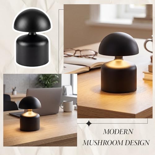 2 Pack Mushroom LED Table Lamp, Black - Image 6
