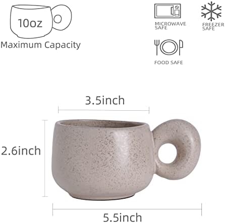 Uaral Cermic Small Coffee Mugs 10 Ounce Cappuccino Mugs Handmade Mug Set with One-finger Handle for Mocca,Latte,Cereal,Yogurt and Beverage,Set of 2(Cream) - Image 6