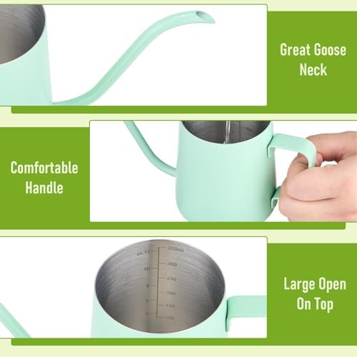 Doseno Green Small Watering Can for Seedlings & Indoor Plants, 12 oz - Image 5