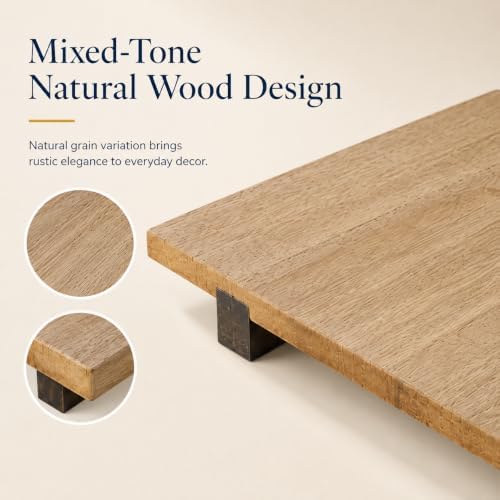 Natural Wood Riser Tray 15"x8", Footed Decorative Display - Image 6
