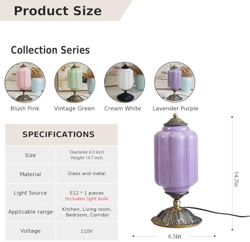 Vintage Milk Glass Table Lamp, 3-WayDimmable USB-C+A, Bedroom DeskLamps - Image 4