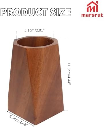 Marsrut Walnut Pencil Holder, Wooden Pen Holder Cup for Desk, Natural Wood Pen Stand for Home, Office, Bookshelf, Desktop, Makeup Brush Accessories - Cute Box/Container/Organizer (Octagonal) - Image 2