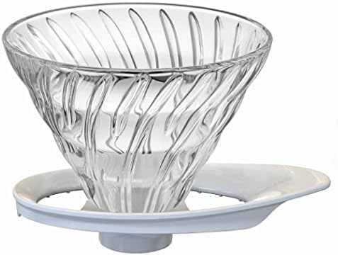 HARIO VDGR-02-W V60 Heat-resistant Glass Transmission Dripper 02 for 1 to 4 Cups, White, Made in Japan by Hario