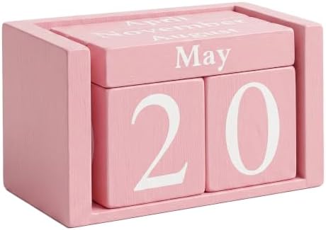 MICKYU Pink Wooden Perpetual Block Calendar by MICKYU