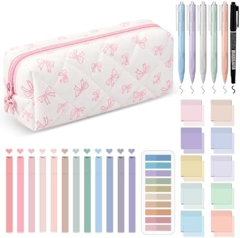 Jutom 39 Pcs Aesthetic Book Annotation Kit,Pink,Bow Style by Jutom