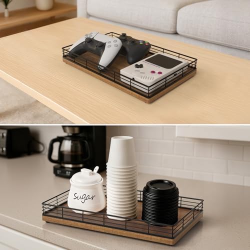 Bathroom Vanity Tray, 13" x 8" Acacia Decorative Wooden Tray for Countertop - Image 5