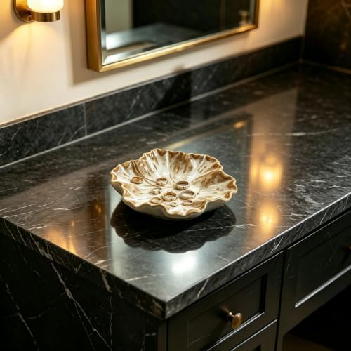 Boho Floral Jewelry Dish - Glazed Ceramic Ring Holder, Rustic Trinket Tray for Vanity Nightstand Bathroom Counter, for Keys Jewelry, Perfect Birthday Bridesmaid Housewarming Gift for Women（Brown） - Image 5