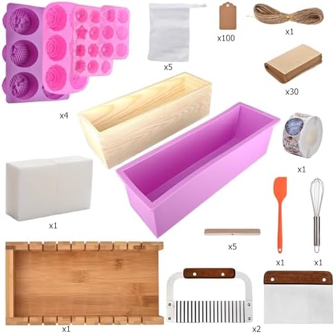 Soap Making Kit for Adults All-in-One Soap Making Supplies Includes Melt & Pour 2.2LBs Goat Milk Soap Base, Silicone Loaf Molds, Cutting Box Premium 500+PCS DIY Craft Supplies - Image 2