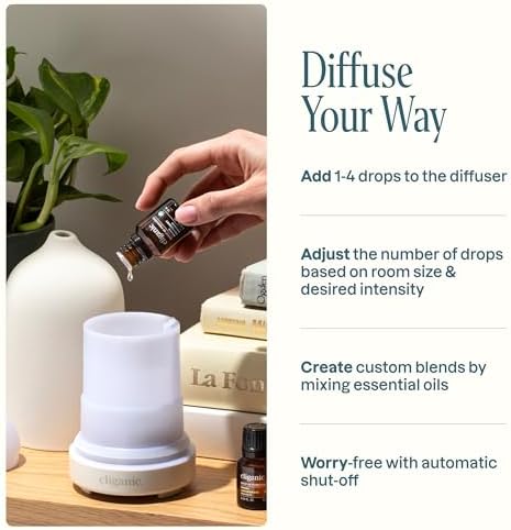 Cliganic Ceramic Essential Oil Diffuser, 100ml Cool Mist Humidifier, White - Image 2