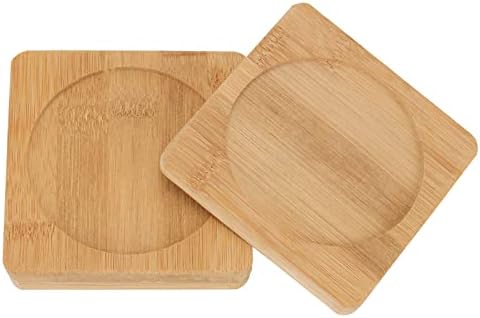 HOIGON 60 Pack 3.7 Inch Bamboo Coasters, Natural Wooden Coasters, Square Bamboo Tray Saucer Set for Drinks, Crafts, Succulents - Image 4