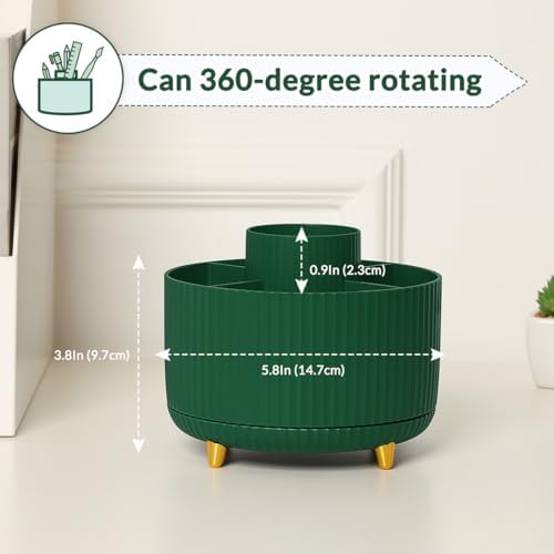 SKYDUE 360 Degree Rotating Desk Organizer, Dual-Purpose Pencil Pen Holder for Desk, Rotating Desk Pen Organizer with 5 Slots, Art Supplies, Pencil Cup for Office, School, Home - Image 2