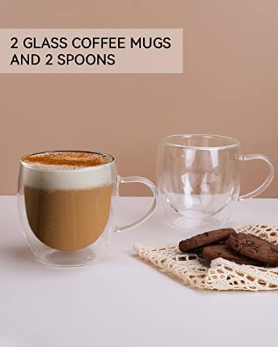 LIBWYS 2 Pack Double Walled Coffee Cups Glasses Mug, 8.5oz Borosilicate - Image 2