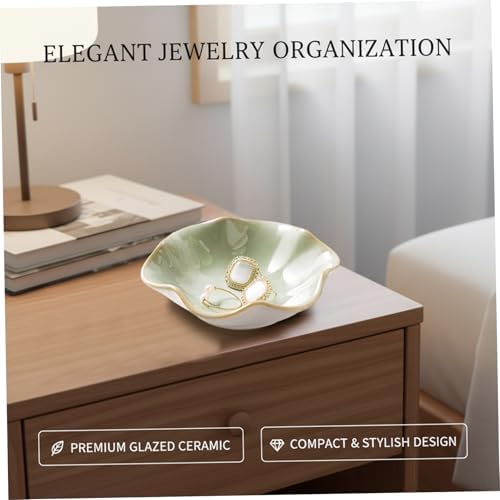Ceramic Jewelry Tray with Lotus Leaf Design, Light Green Trinket Dish for Jewelry Storage, 4.3x4.3 Inch Key Tray and Room DecorHome Decor - Image 7