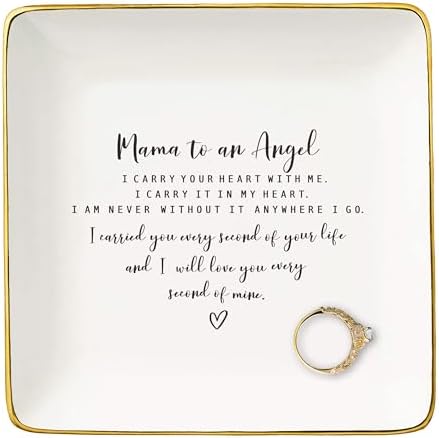 NZY Remembrance Angel Baby Gift for Mother Loss of Baby,Bereavement Sympathy Gifts,Pregnancy Miscarriage,Loss of Infant,Child Memorial,Ceramic Jewelry Tray Trinket Holder Ring Dish-Mama to an Angle by NZY