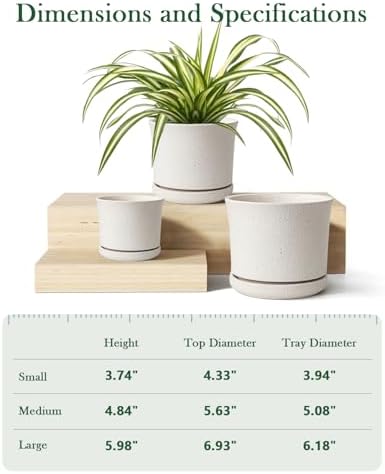 Ceramic Plant Pots, Set of 3, 4.3/5.6/6.9 Inch with Drainage - Image 3
