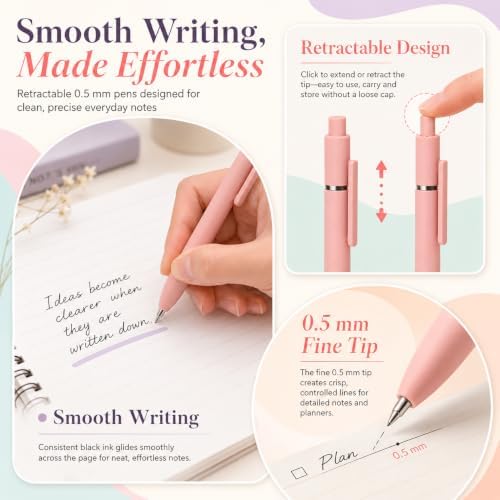27 Pcs Aesthetic School Supplies Include 12 Pcs Aesthetic Highlighters Bible 1 Ppcs Big apacity Pen Case Bag 5 Pcs Retractable Quick Dry Gel Ink Pens 9 Pads Clear Sticky Tabs for School Office Home - Image 6