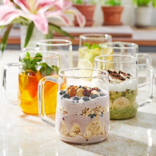 Large Glass Coffee Mugs, 24 oz Glass Coffee Cups Set of 6, Clear Borosilicate Glass Mugs with Handles for Cappuccino, Tea, Latte, Hot/Cold Beverages, Wine, Americano, Smoothies - Image 6