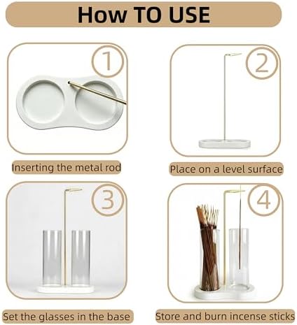 Glass Incense Holder,White Nordic Minimalist Incense Sticks Burner Holder with Storage,Luxe Hang Upside Down Incense Holder for Sticks with Ash Catcher for Meditation Yoga Room (White) - Image 4